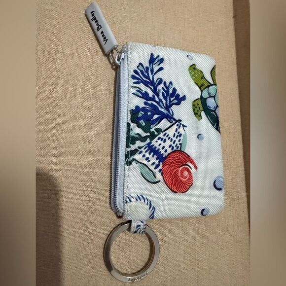 Vera Bradley Sea Life ID Coin Purse Wallet Keychain – Beachy Ocean Print - Picture 15 of 17